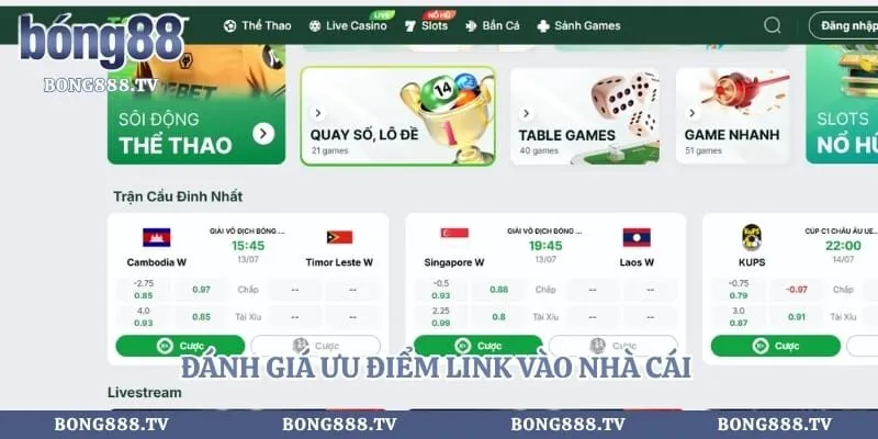 Đánh giá ưu điểm link vào nhà cái được người chơi yêu thích