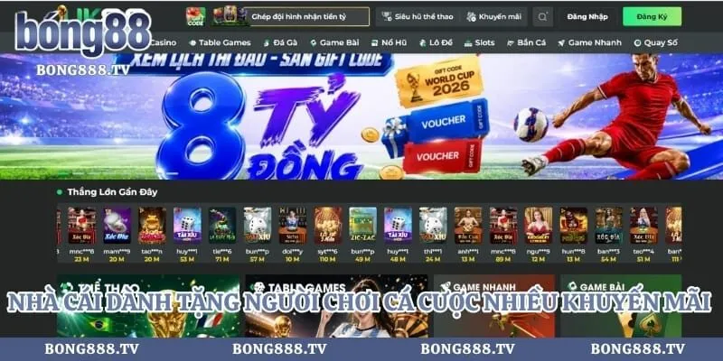 Nhà cái dành tặng người chơi cá cược nhiều khuyến mãi khủng